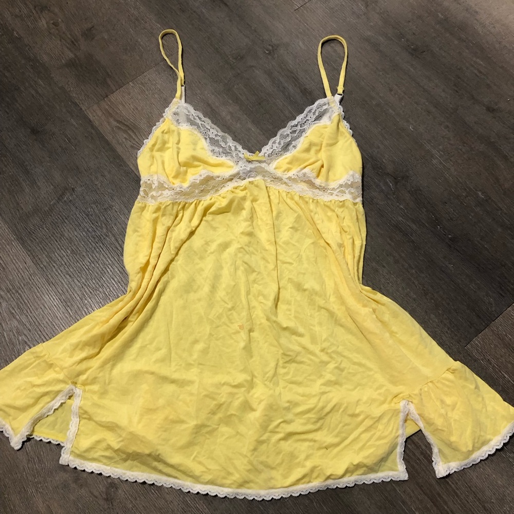 Yellow Lace Trim Chemise Victoria’s secret
